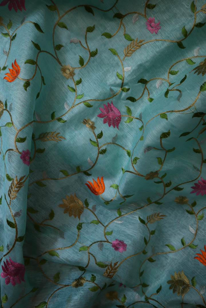 Embroidered Silk Linen Saree  Geet (SAREE)