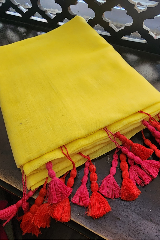 Finest Mulmul Tassel Saree  Indra-Dhanush-10 (SAREE)