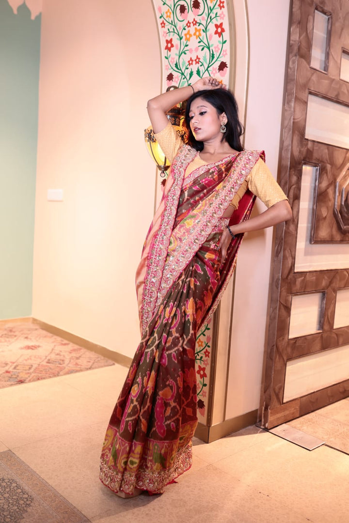 Luxurious Patola Multi-Color Saree with Intricate Embroidery