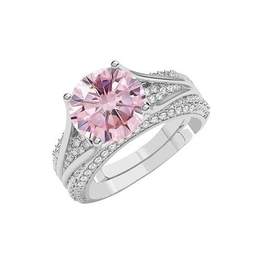 Silver Tove Pink Solitaire Wedding Finger Ring