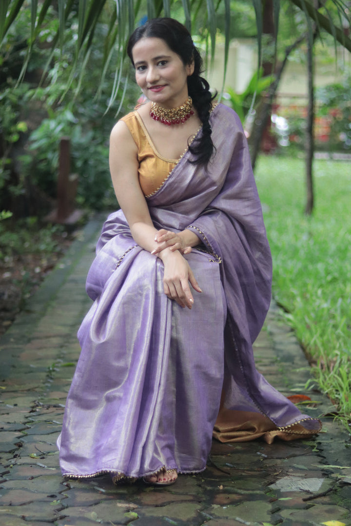 Zari Linen Gotta Lace Saree  The Queen's Necklace (SAREE)
