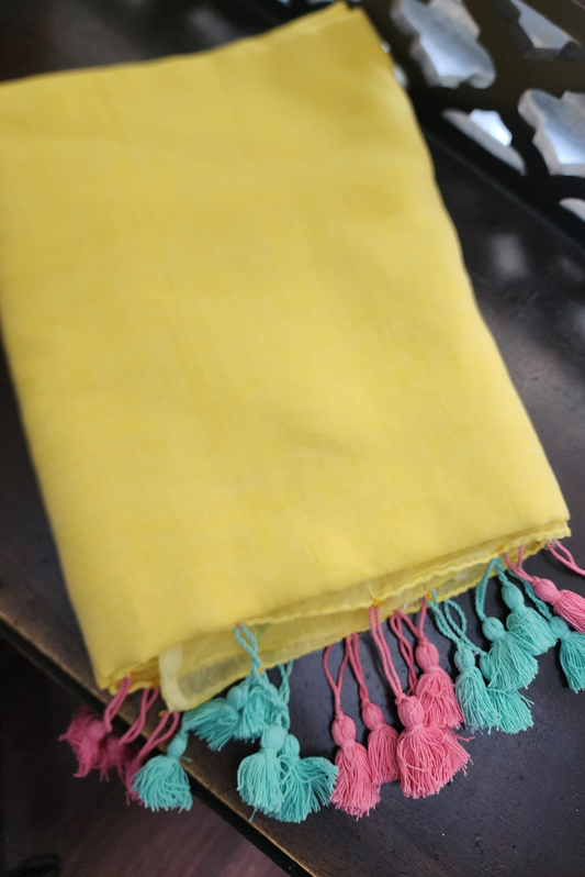 Finest Mulmul Tassel Saree  Indra-Dhanush-3 (SAREE)