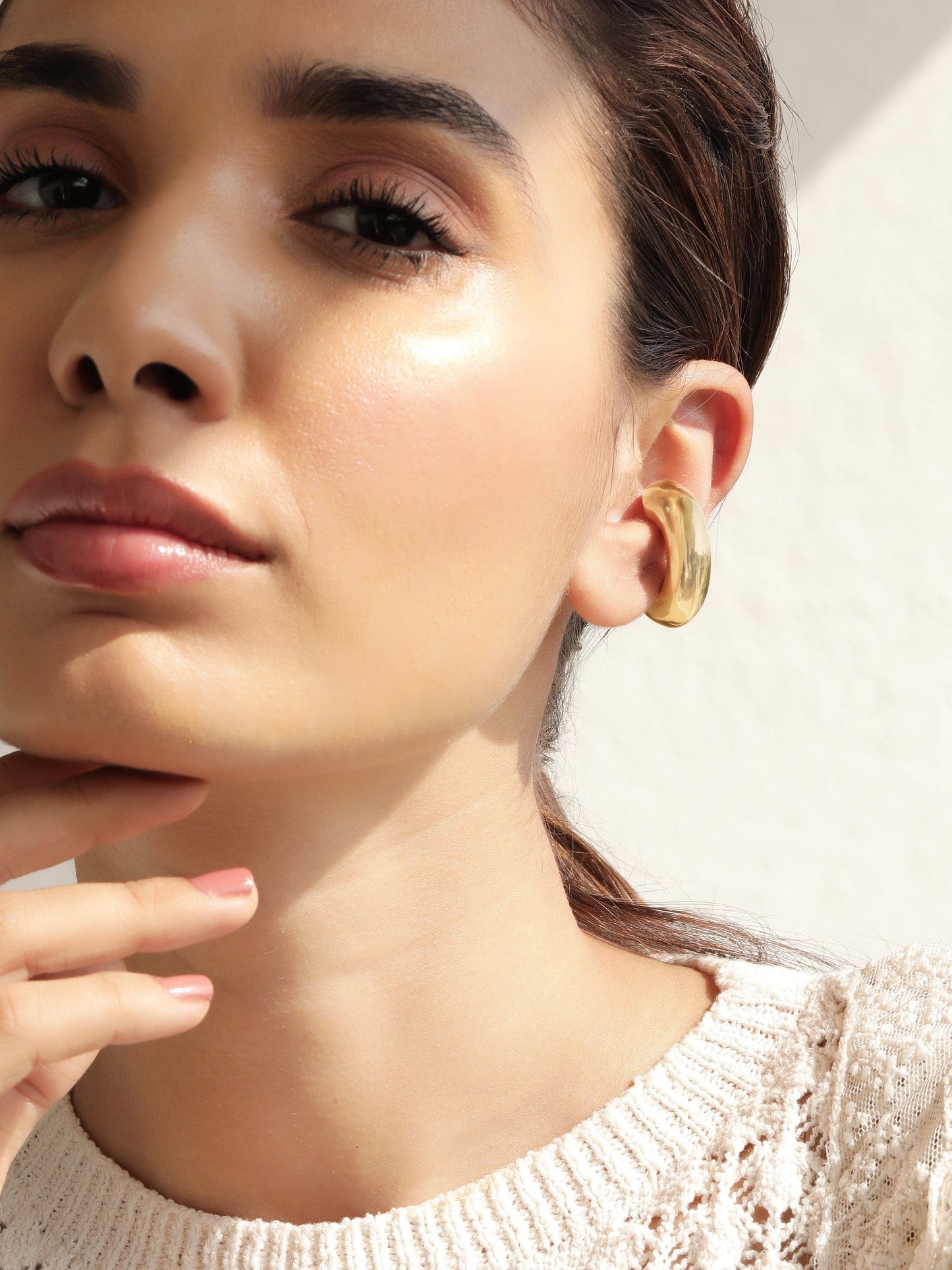 18K Gold-Plated Stainless Steel Tarnish-Free Waterproof Luxurious Lullaby Cuff Earrings