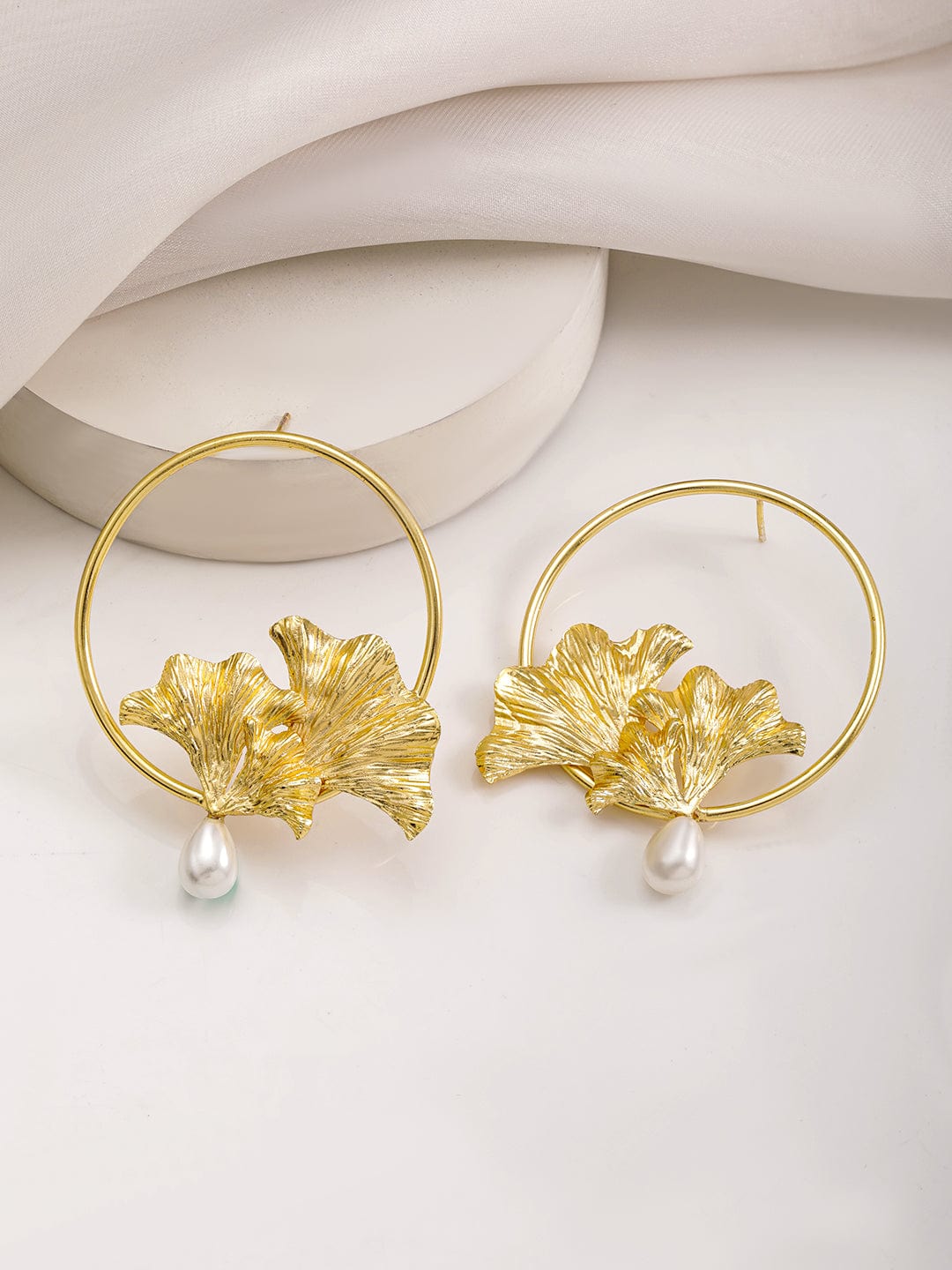 18KT Gold Plated Brass Floral Shaped Drop Earrings