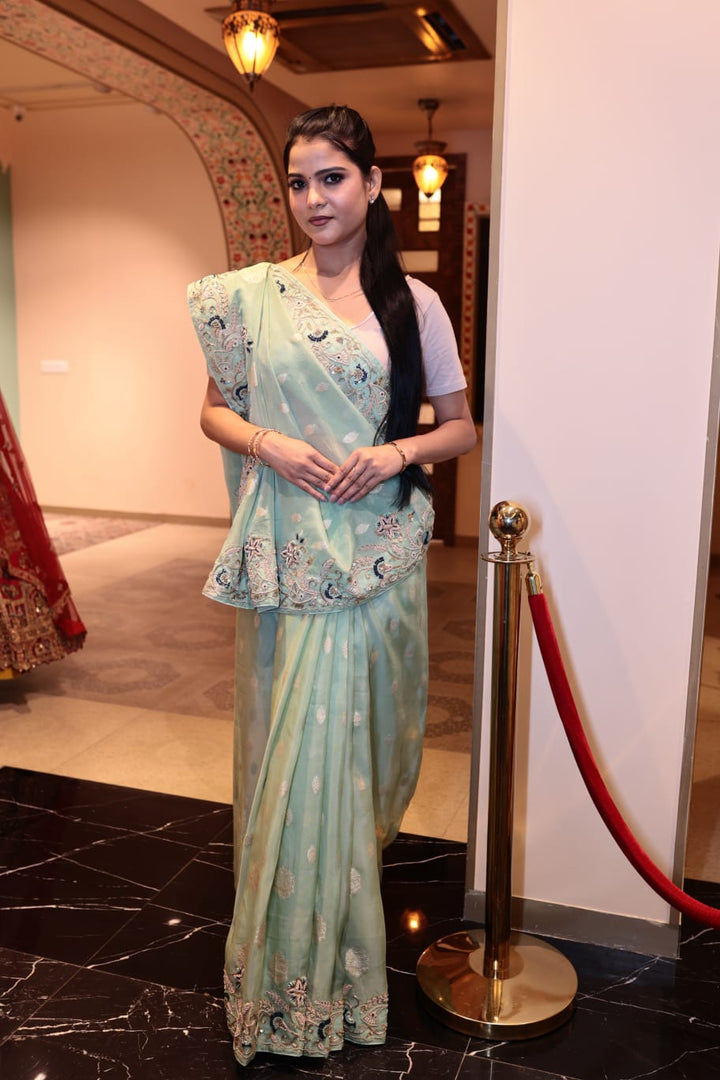 Graceful Light Green Tissue Saree