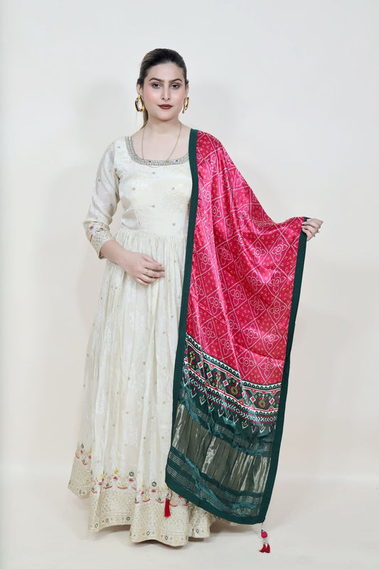 adorable white color floral motif embroidered dress
