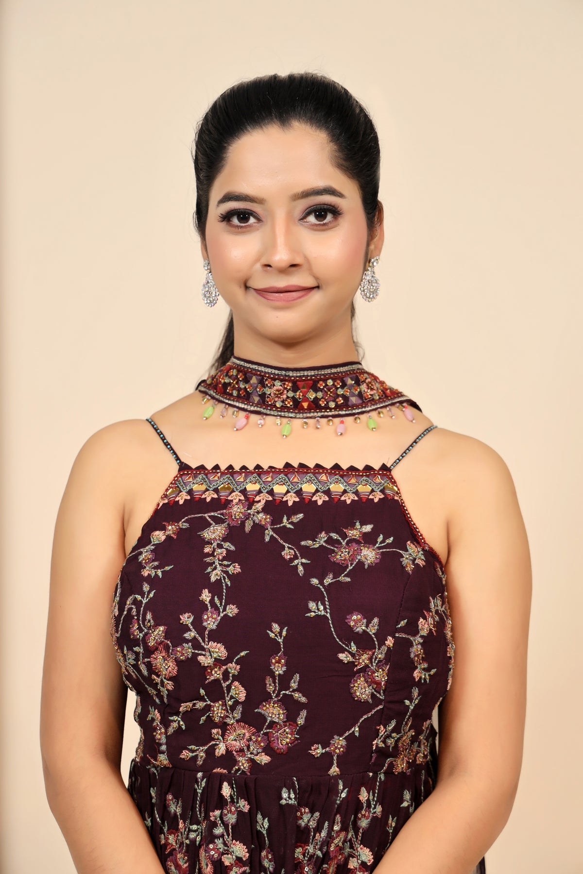 Elegant Wine Georgette Suit - Perfect For Any Occasion