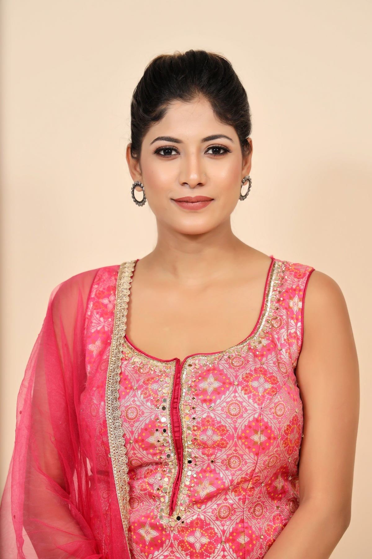 Ravishing Rani Pink Georgette Suit with Mirror Work & Sequins