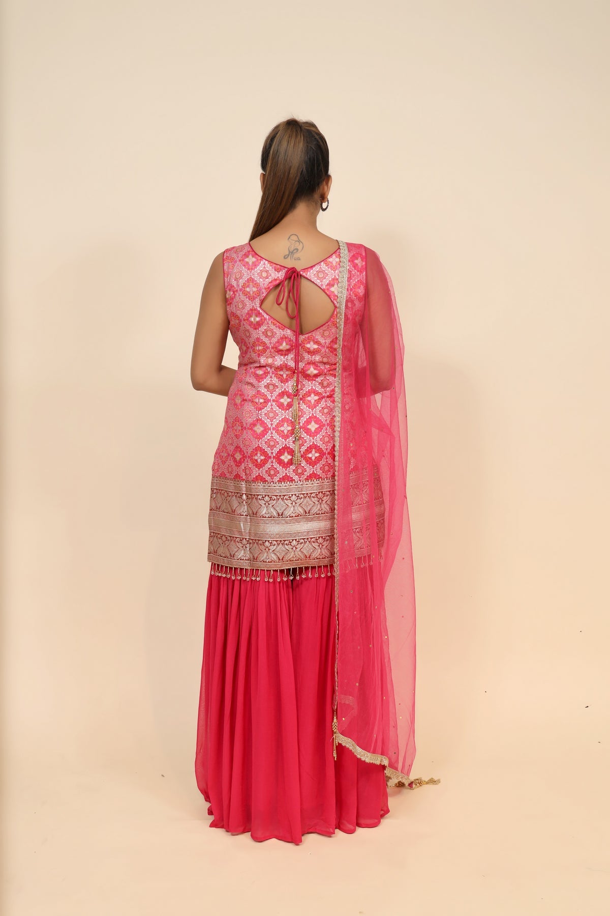 Ravishing Rani Pink Georgette Suit with Mirror Work & Sequins