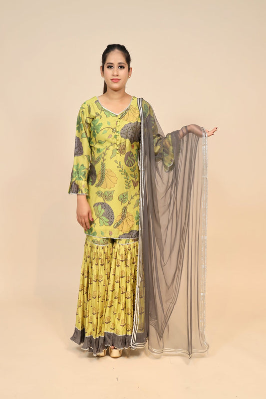 Radiant Yellow Muslin Kurti With Exquisite Gota Work