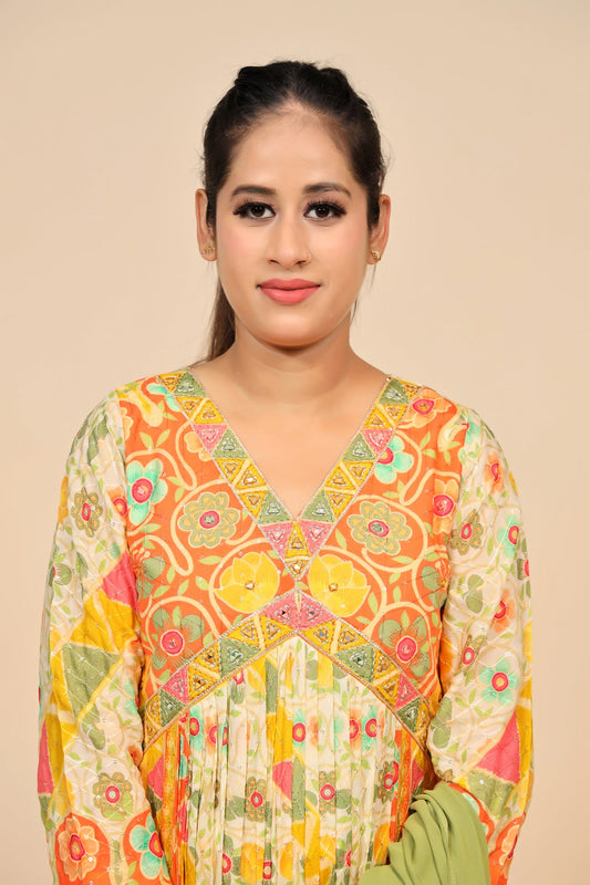 Vibrant Multicolor Georgette Kurti: Mesmerizing Mirror Sequence
