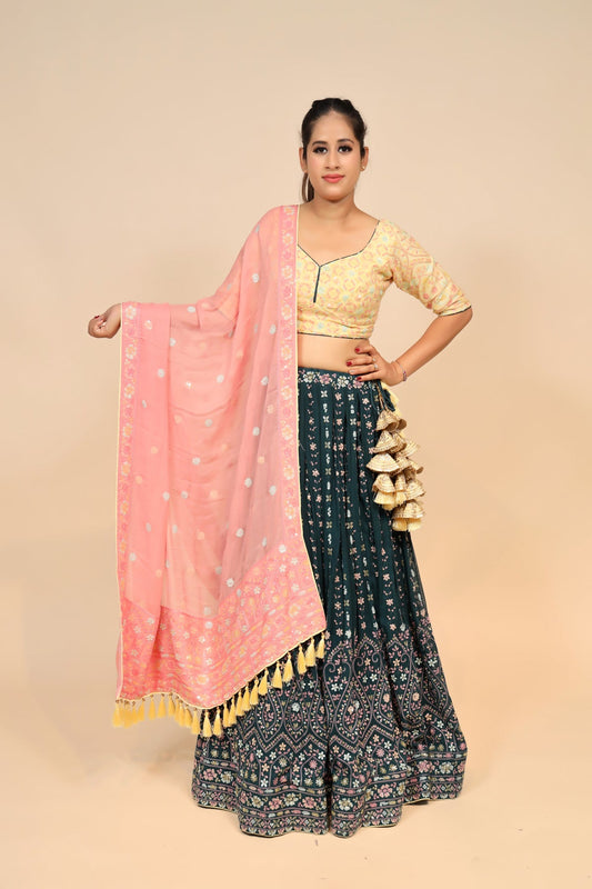 Dazzling Georgette Lehenga with Sequins
