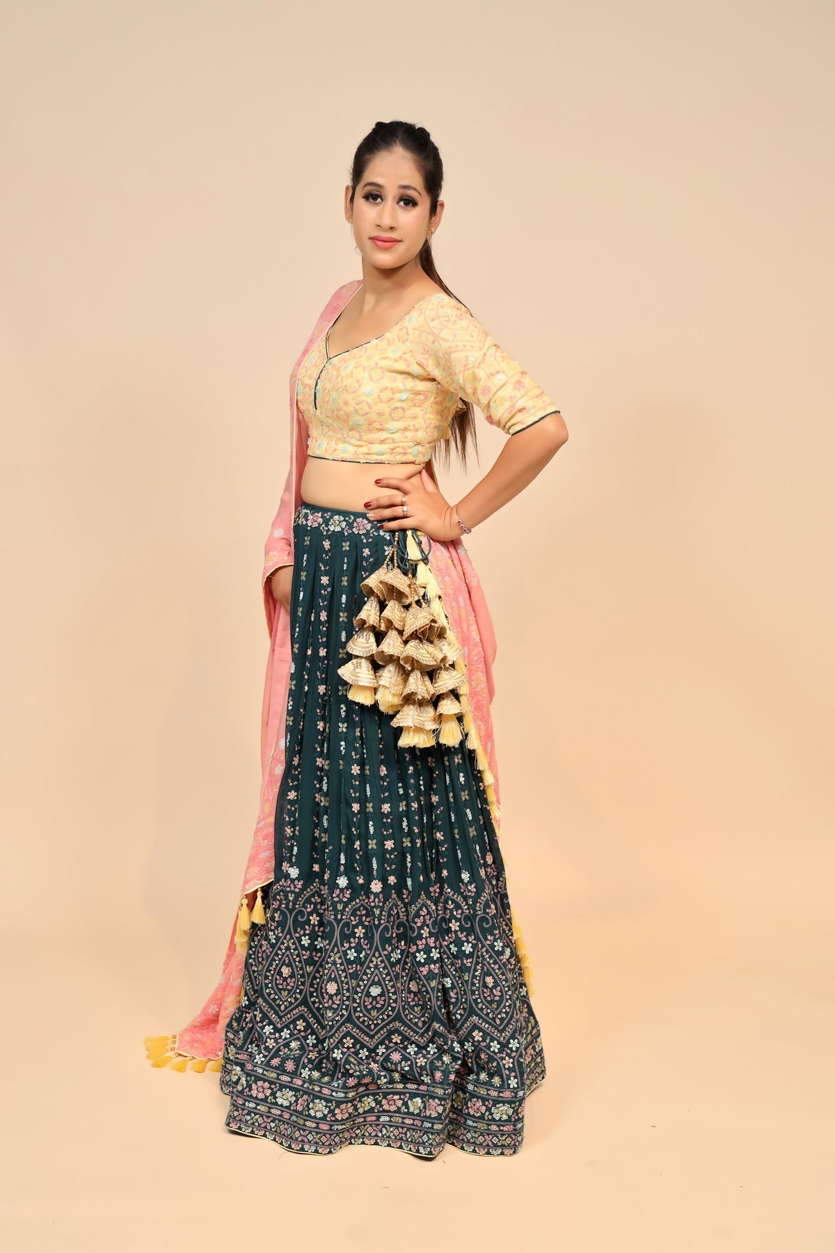 Dazzling Georgette Lehenga with Sequins