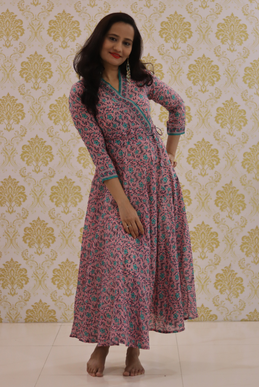 Lightweight Mulmul Anarkali Kurti  Shehzaadi - Pink (KURTI)