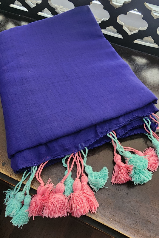 Finest Mulmul Tassel Saree  Indra-Dhanush-9 (SAREE)