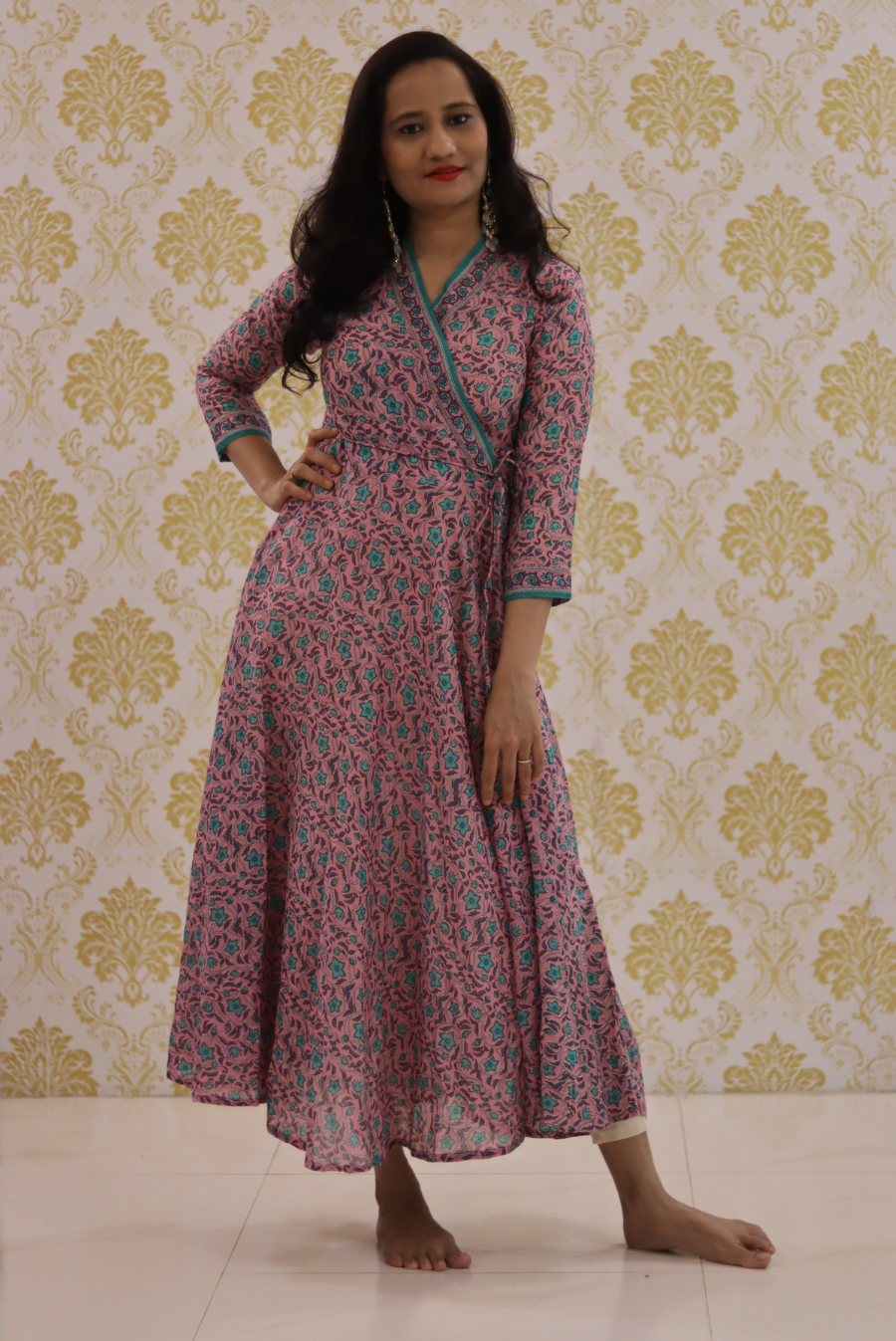 Lightweight Mulmul Anarkali Kurti  Shehzaadi - Pink (KURTI)