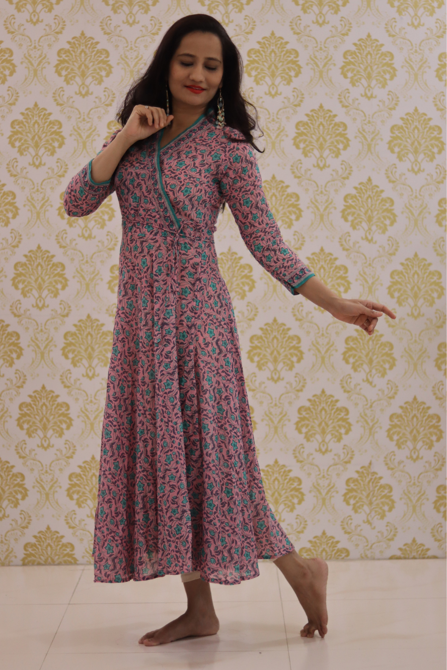 Lightweight Mulmul Anarkali Kurti  Shehzaadi - Pink (KURTI)