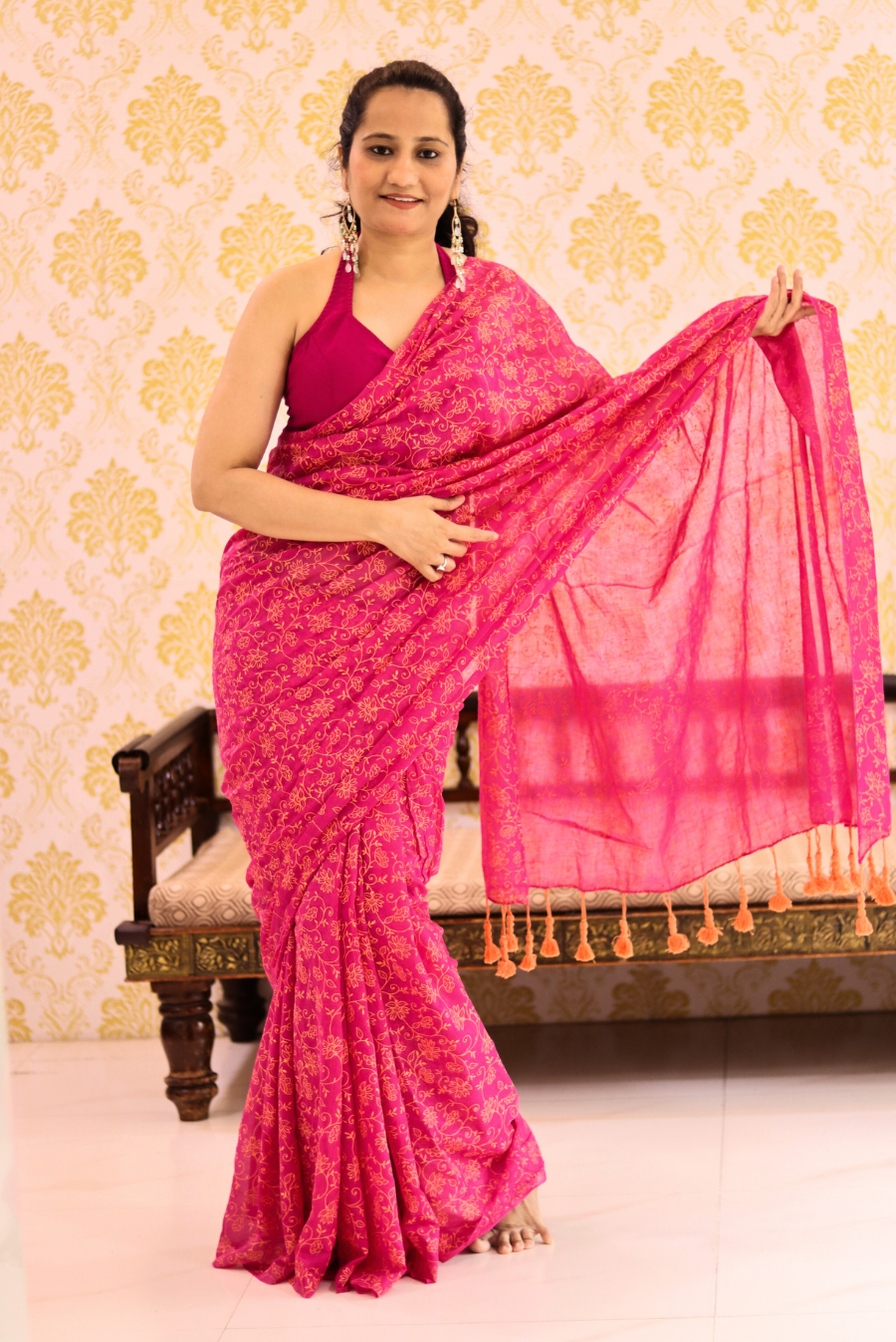 Woven Mulmul Saree  Wild Flowers (SAREE)