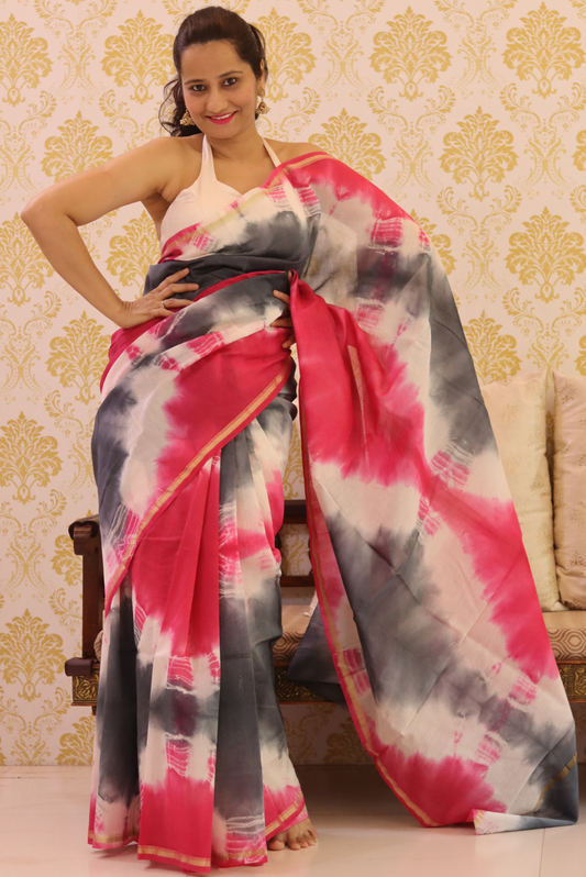 Block Printed Chanderi Silk Saree  Maize (SAREE)