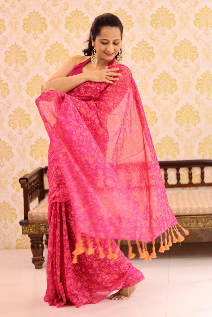 Woven Mulmul Saree  Wild Flowers (SAREE)