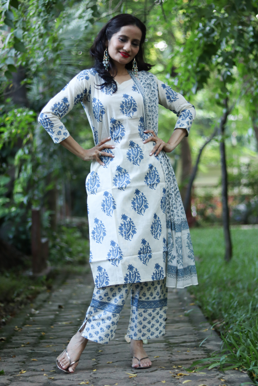 Block Printed Cotton Kurti Set  Blossom (KURTI SET)