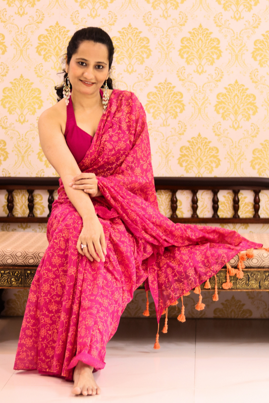 Woven Mulmul Saree  Wild Flowers (SAREE)