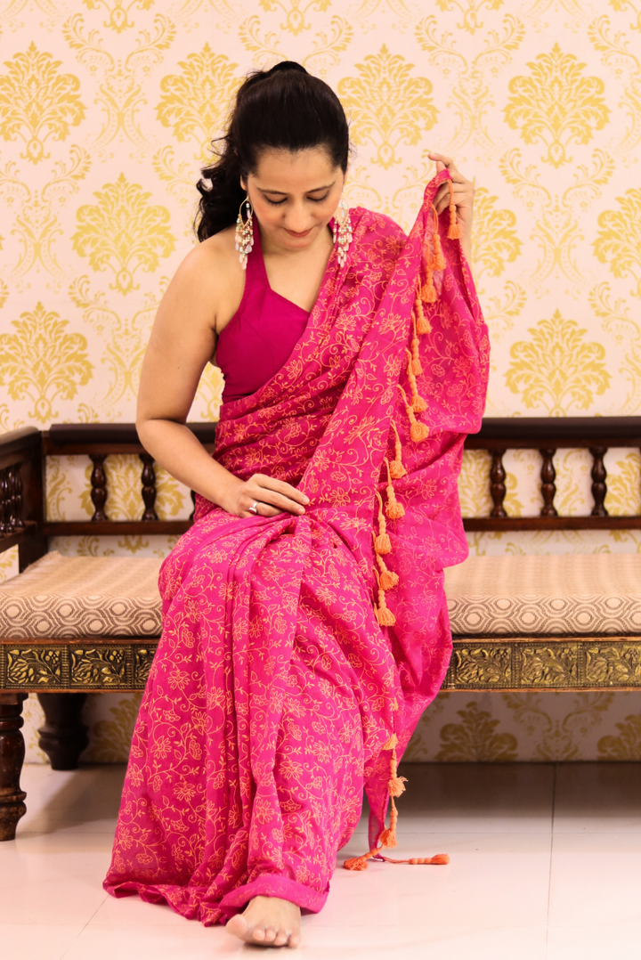 Woven Mulmul Saree  Wild Flowers (SAREE)