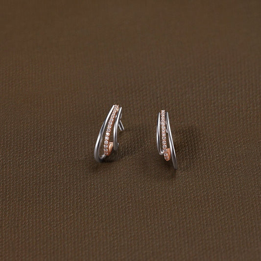 Starry Dual Tone Diamond Stud Earrings