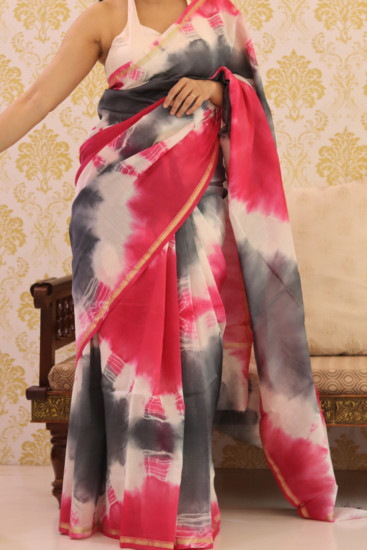 Block Printed Chanderi Silk Saree  Maize (SAREE)