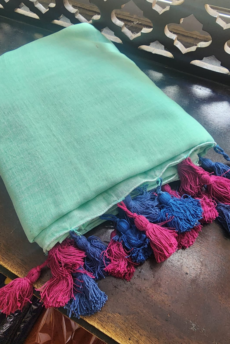 Finest Mulmul Tassel Saree  Indra-Dhanush-17 (SAREE)