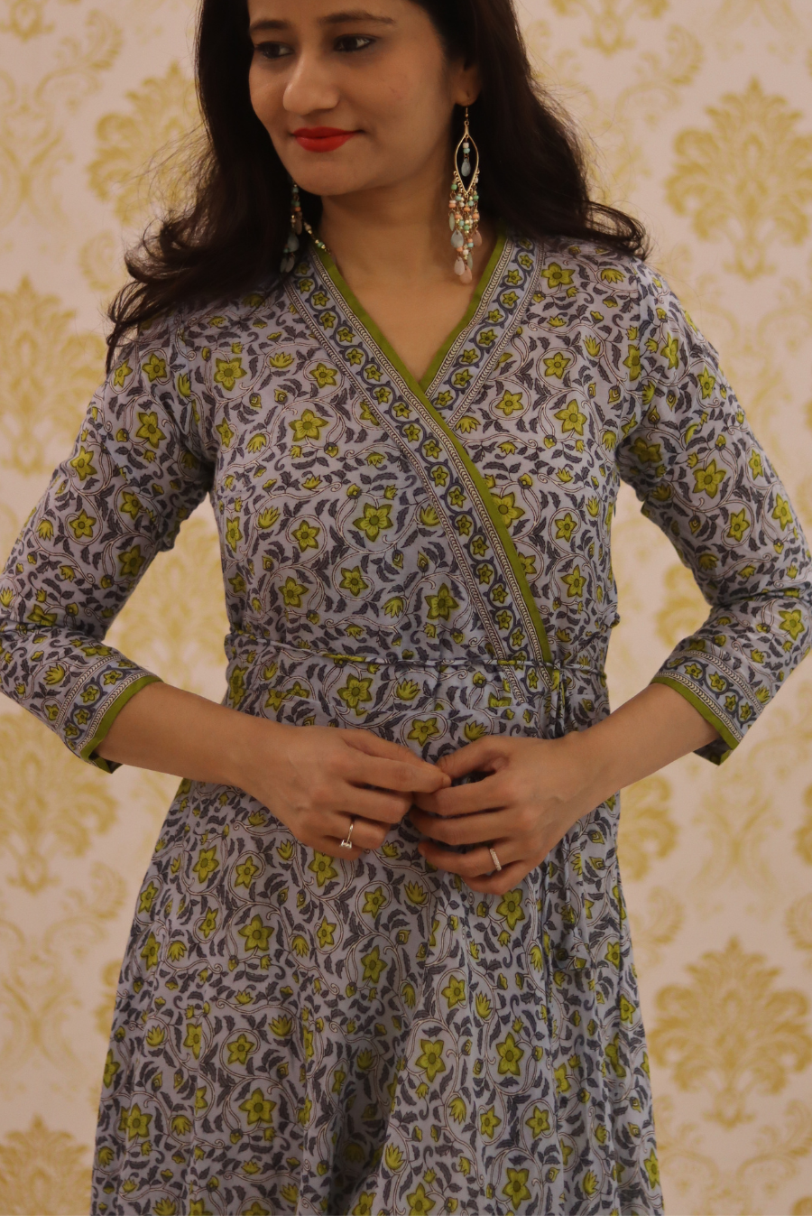 Lightweight Mulmul Anarkali Kurti  Shehzaadi - Grey (KURTI)
