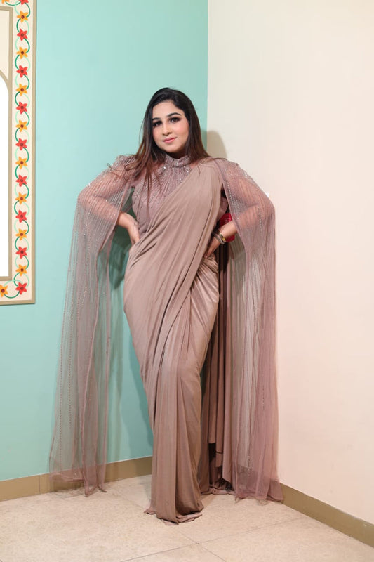 Nude Lycra Saree