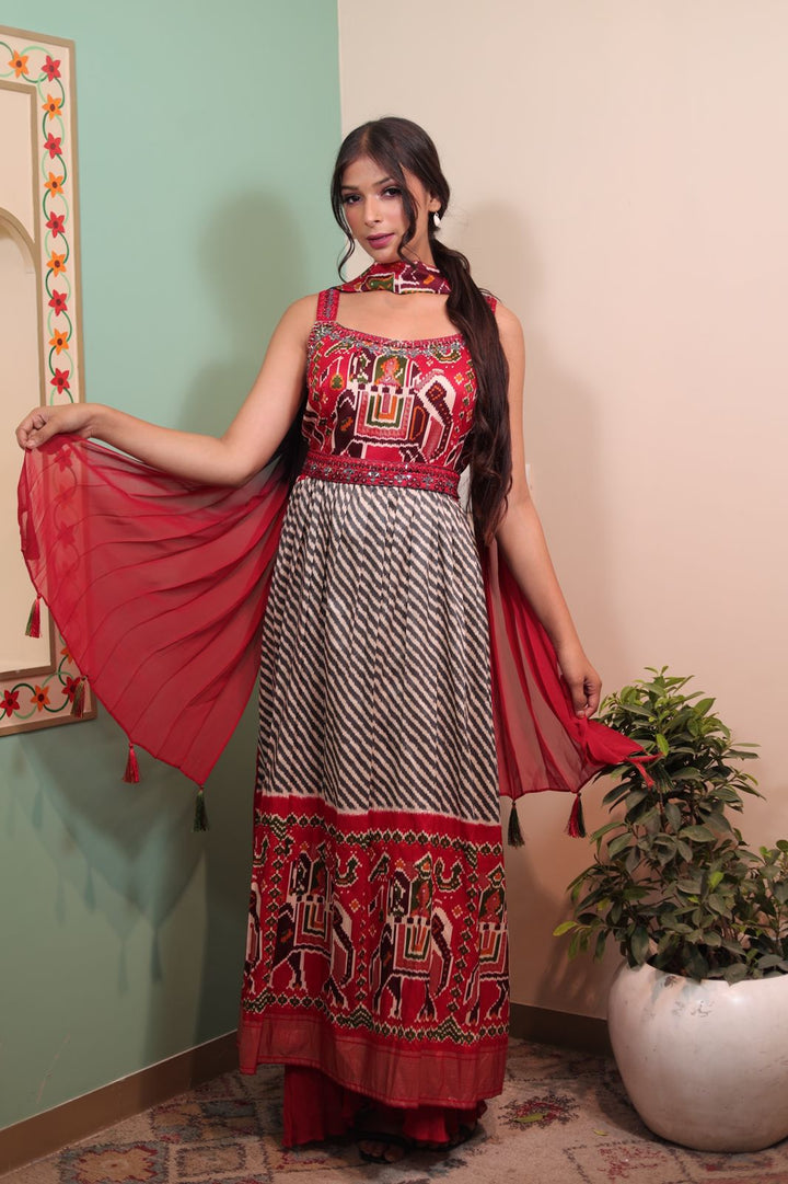 Vibrant Plus Size Multi-Color Crepe Side Slit Kurti with Pant and Dupatta