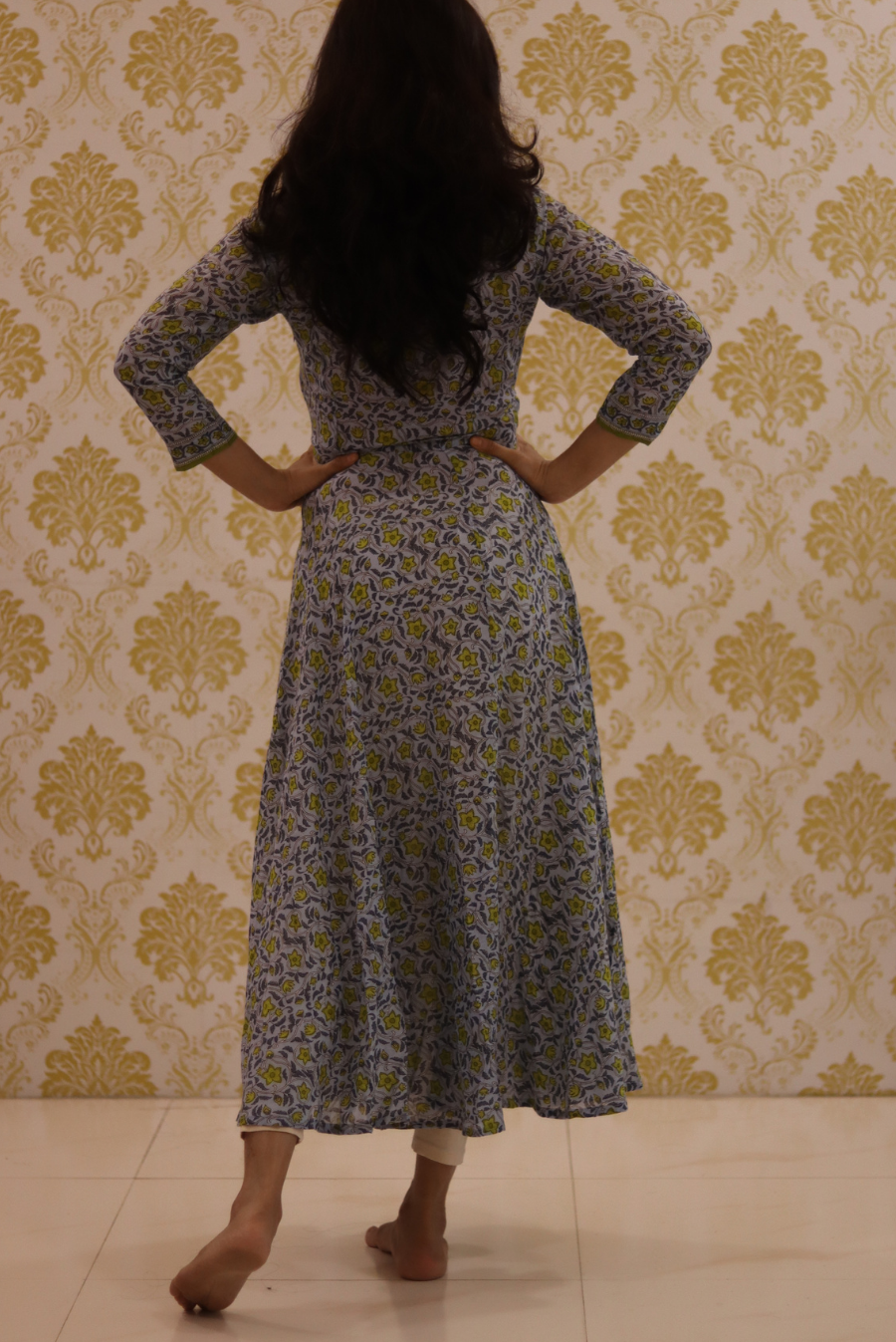 Lightweight Mulmul Anarkali Kurti  Shehzaadi - Grey (KURTI)