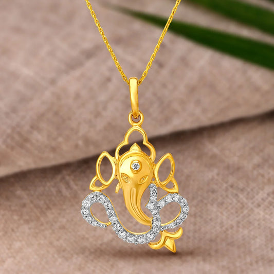 Traditional Divine Diamond Ganesha Religious Pendant