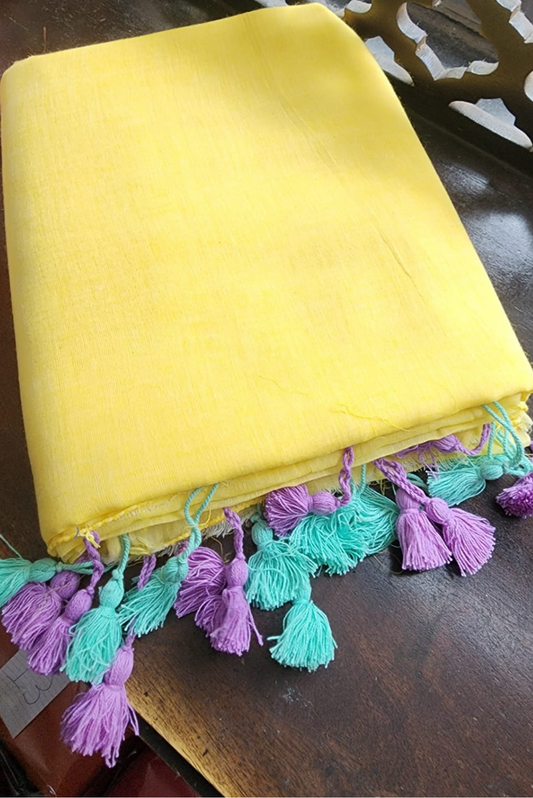 Finest Mulmul Tassel Saree  Indra-Dhanush-21 (SAREE)