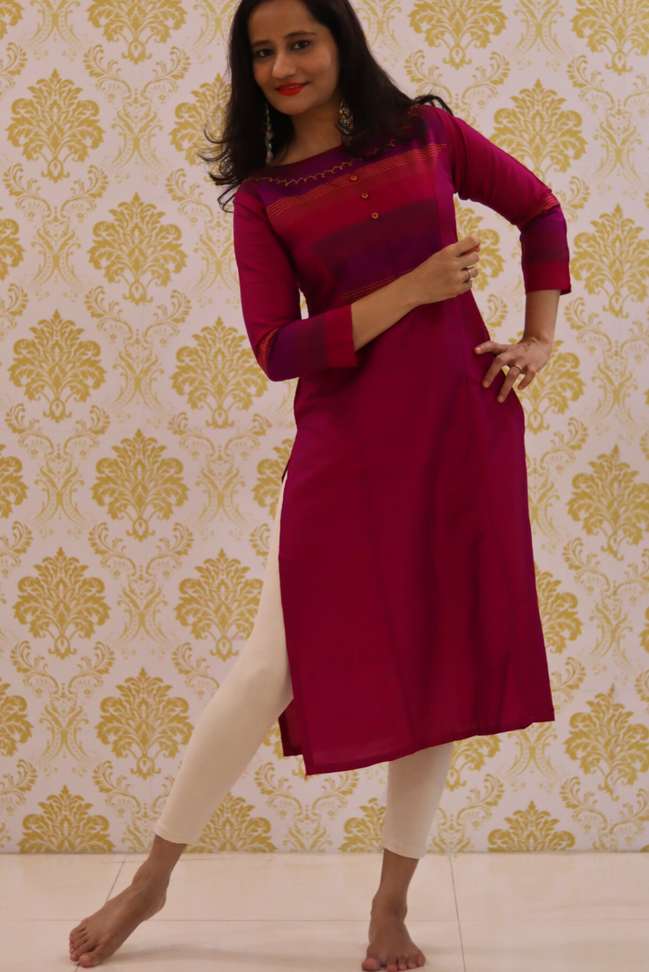 A-Line Cotton Kurti  Sunset on the Horizon (KURTI)