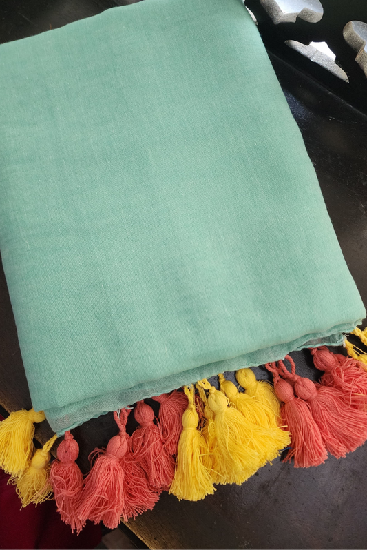 Finest Mulmul Tassel Saree  Indra-Dhanush-13 (SAREE)