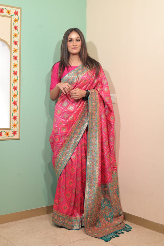 Magenta Banarasi Saree with Intricate Border