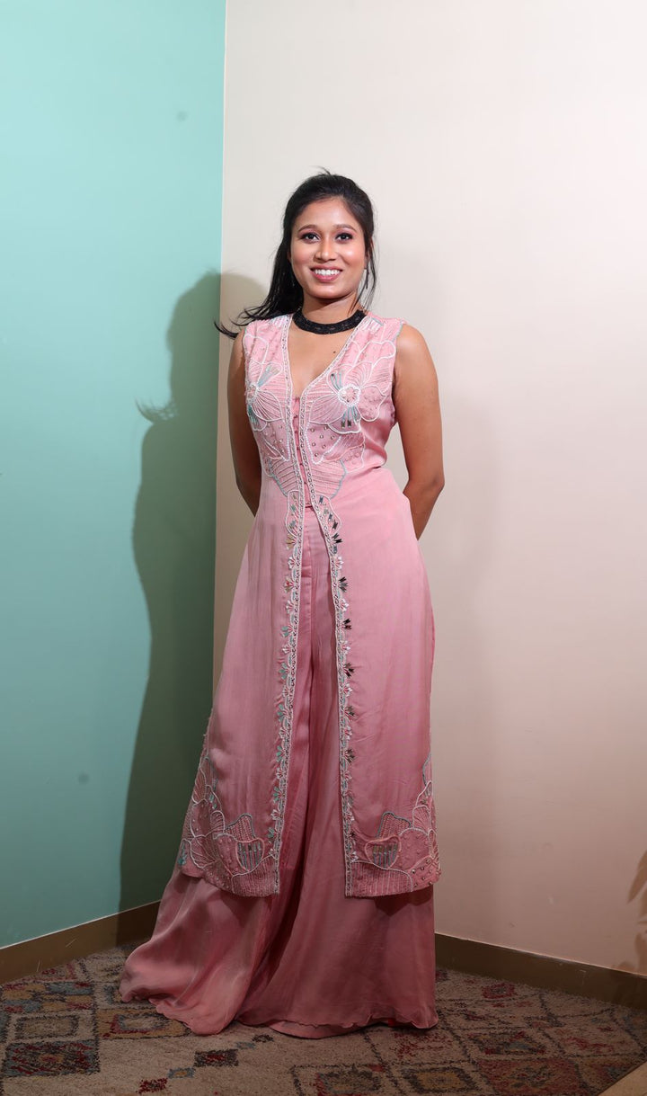 Georgette and Satin Silk Palazzo Dress in Shilo - Chic Elegance for Plus Size