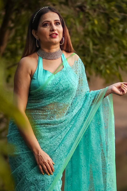 Fully Embroidered Net Saree  The Fish-like Sea Princess (SAREE)