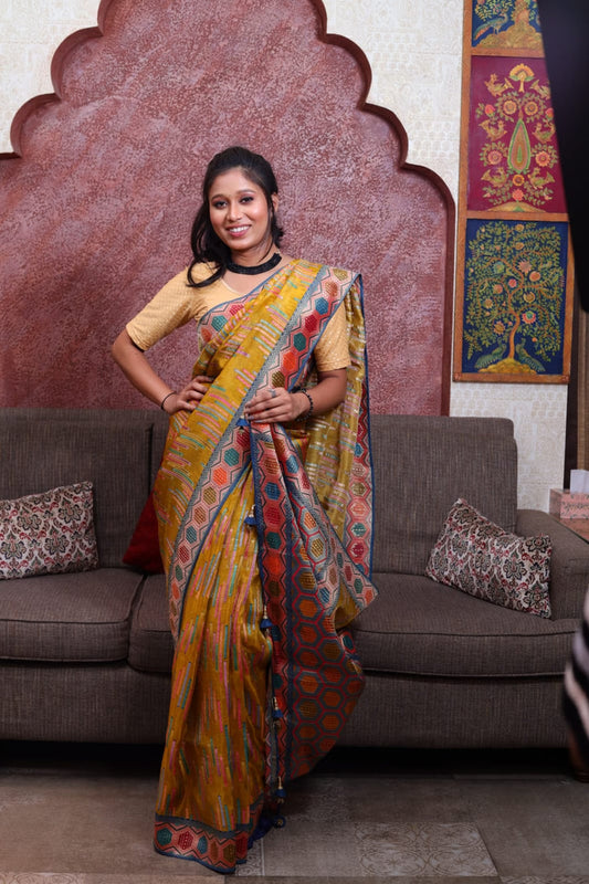Elegant Multi-Colored Tissue Meena Saree - Exquisite Traditional Wear