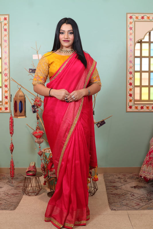 Exquisite Magenta Handloom Saree with Subtle Elegance