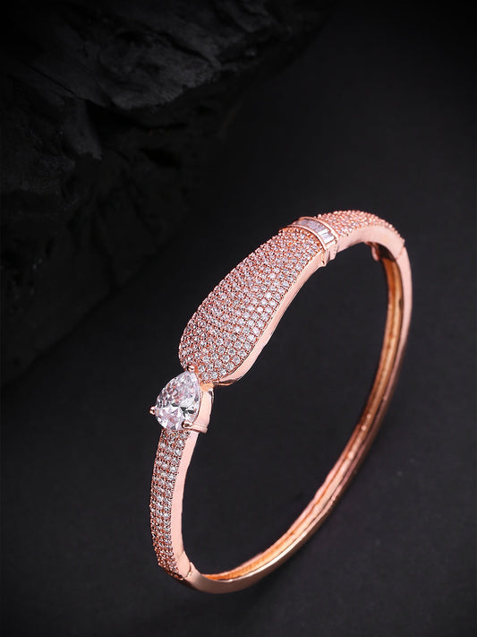 Rose Gold-Plated American Diamond Studded Bracelet