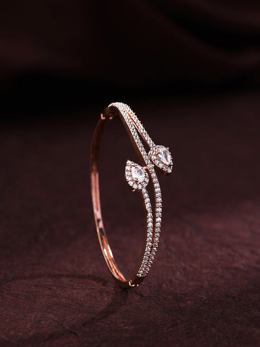 Rose Gold-Plated Bracelet with Graceful Leaf Design