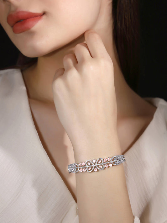 American Diamond Sparkle on Silver-Plated Bracelet
