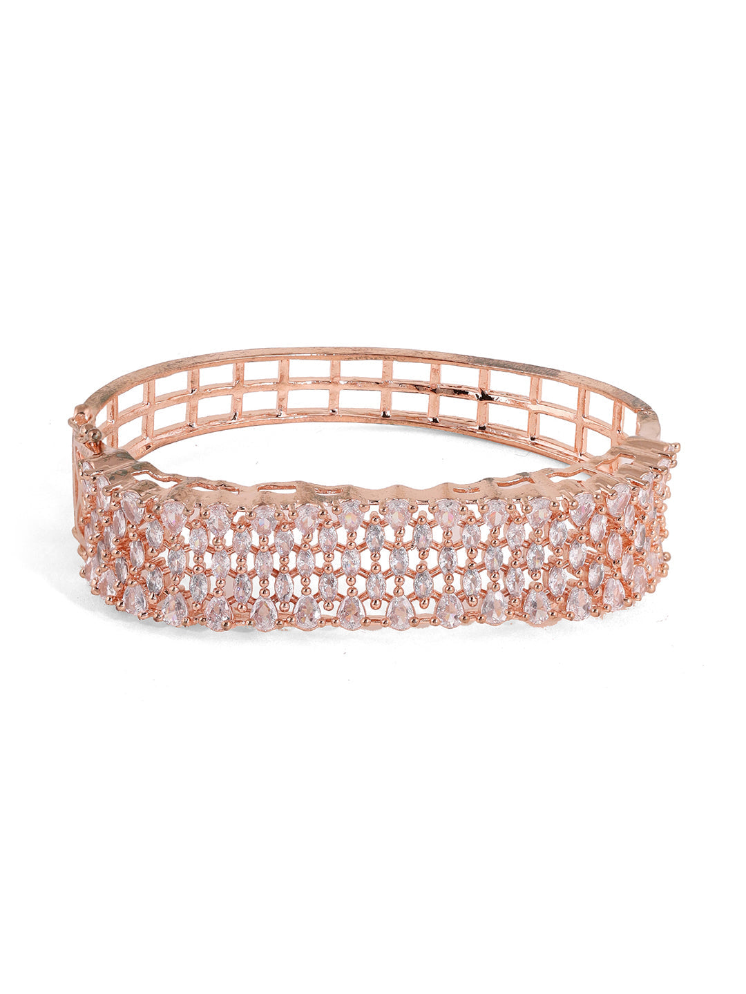 Rhinestone Rosegold Sequence AD Fancy Kada Bracelet