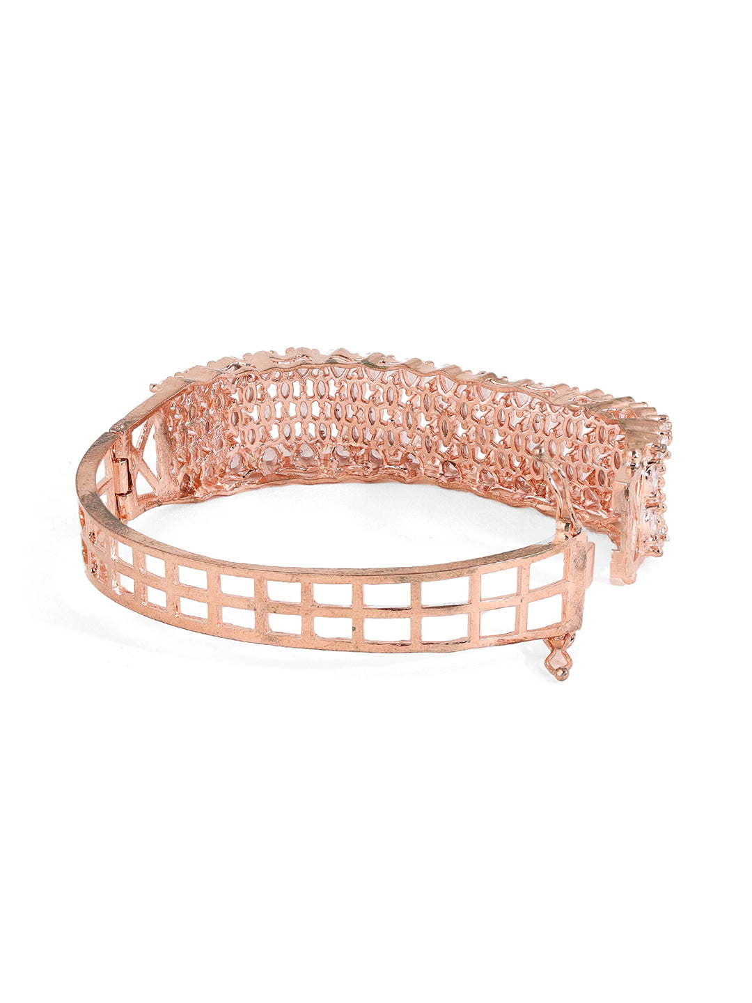 Rhinestone Rosegold Sequence AD Fancy Kada Bracelet