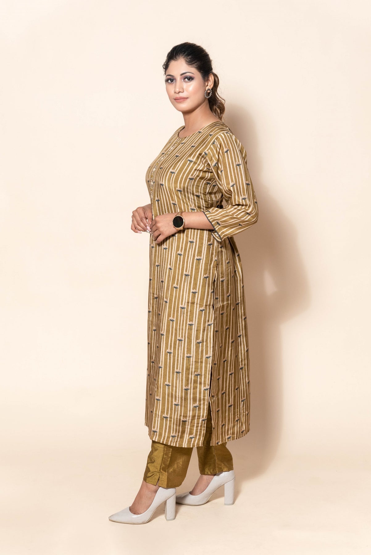Elegant Mehndi Green Modal Silk Suit with Resham and Mirror Work