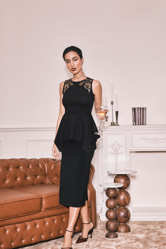 'Gold' Shoulders Peplum Top